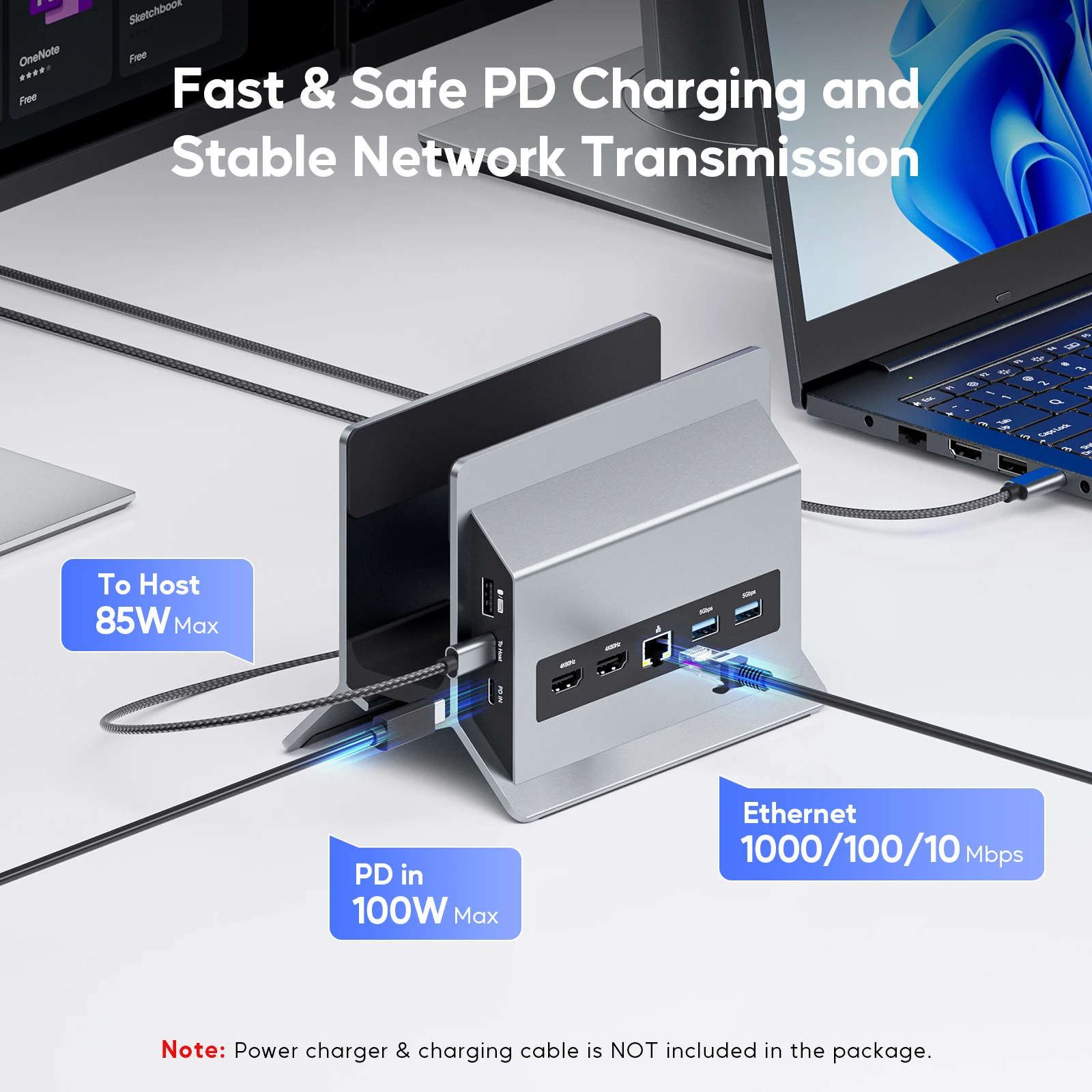 PULWTOP USB C ドッキング ステーション、デュアル モニター用、HDMI