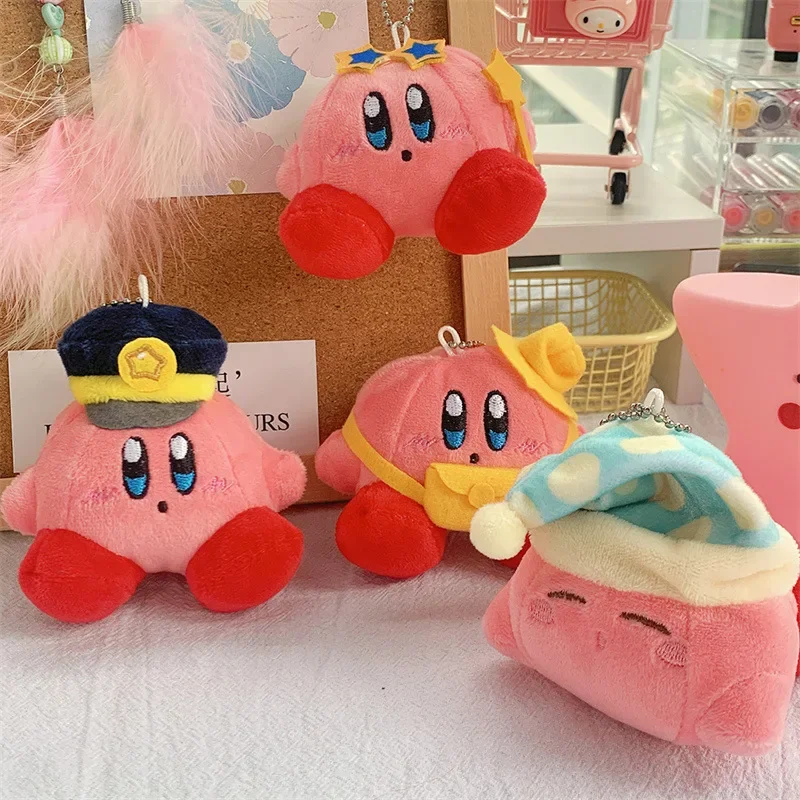 Kirby Anime Plush Dolls Cartoon Backpack Peluches Pendant Kawaii Stuffed Animal Toys Keychain Bag Decoration for Kids Girls Gift