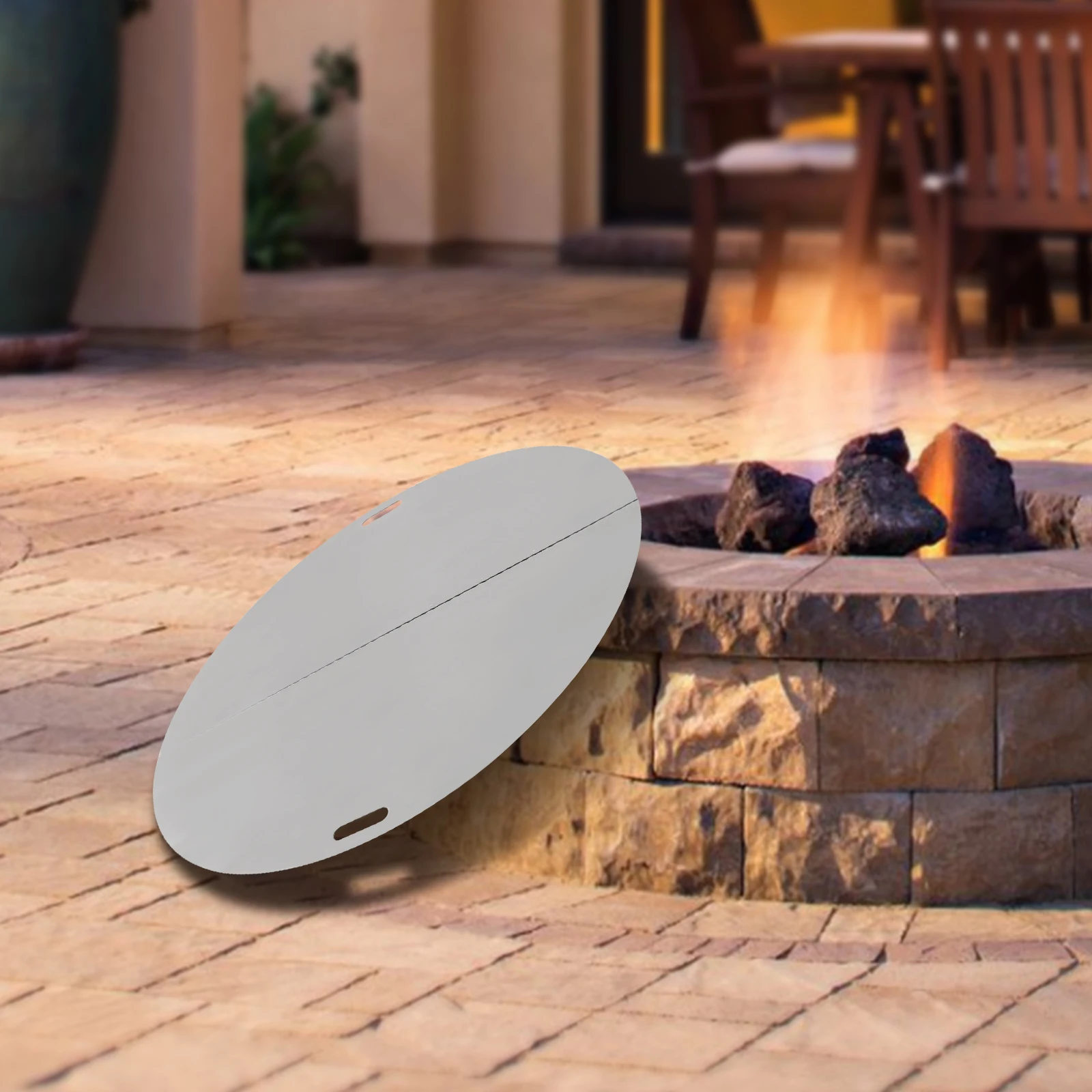 40 Inch Round Fire Pit Lid Foldable Fire Pit Ring Snuff Cover, Stainless Steel Fire Pit Spark Screen Cover Stove Burner Cover