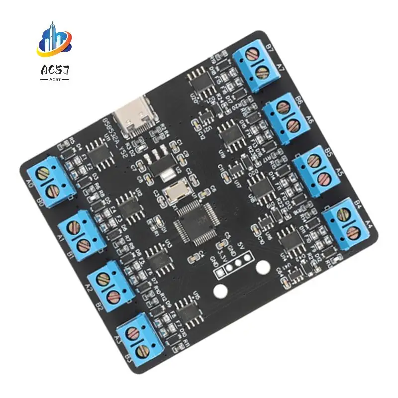 AC57-USB To 8 Channel Way RS485 Serial Port Board Type-C To 8 Way RS485 Multi-Channel Uart Hub RS485 Module