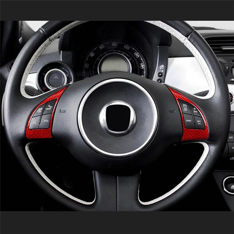 

Real Hard Carbon Fiber Sticker For Fiat 500 Abarth 595 2010-2015 Car Steering Wheel Button Interior Trim(A) Replacement