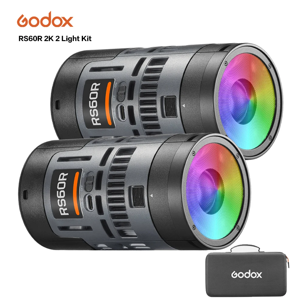 

Godox RS60R 2K 2 Light Kit 60W RGB Color LED Light 1800 to 10000K 14 Effects for FilmVideo Shooting Broadcast Video Production