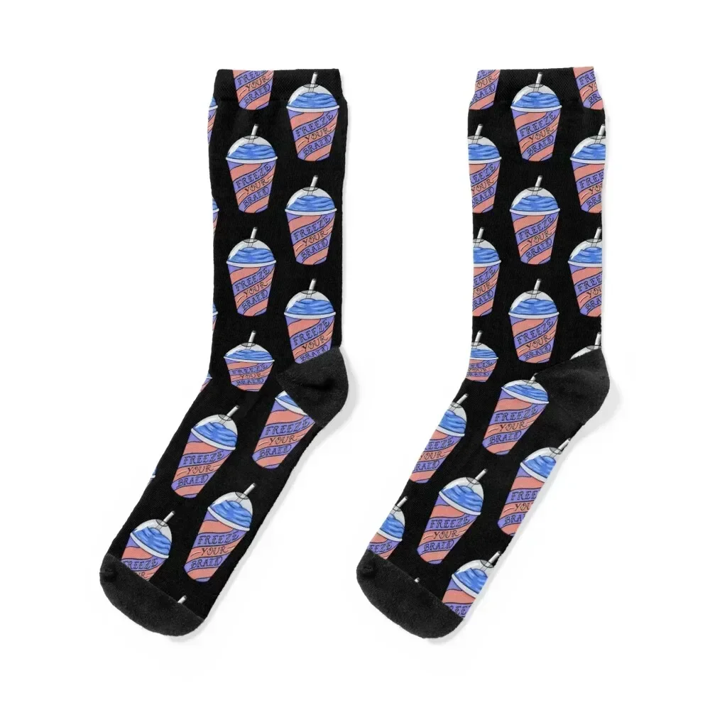 Freeze Your Brain - black Socks funny sock essential Socks Men Women's