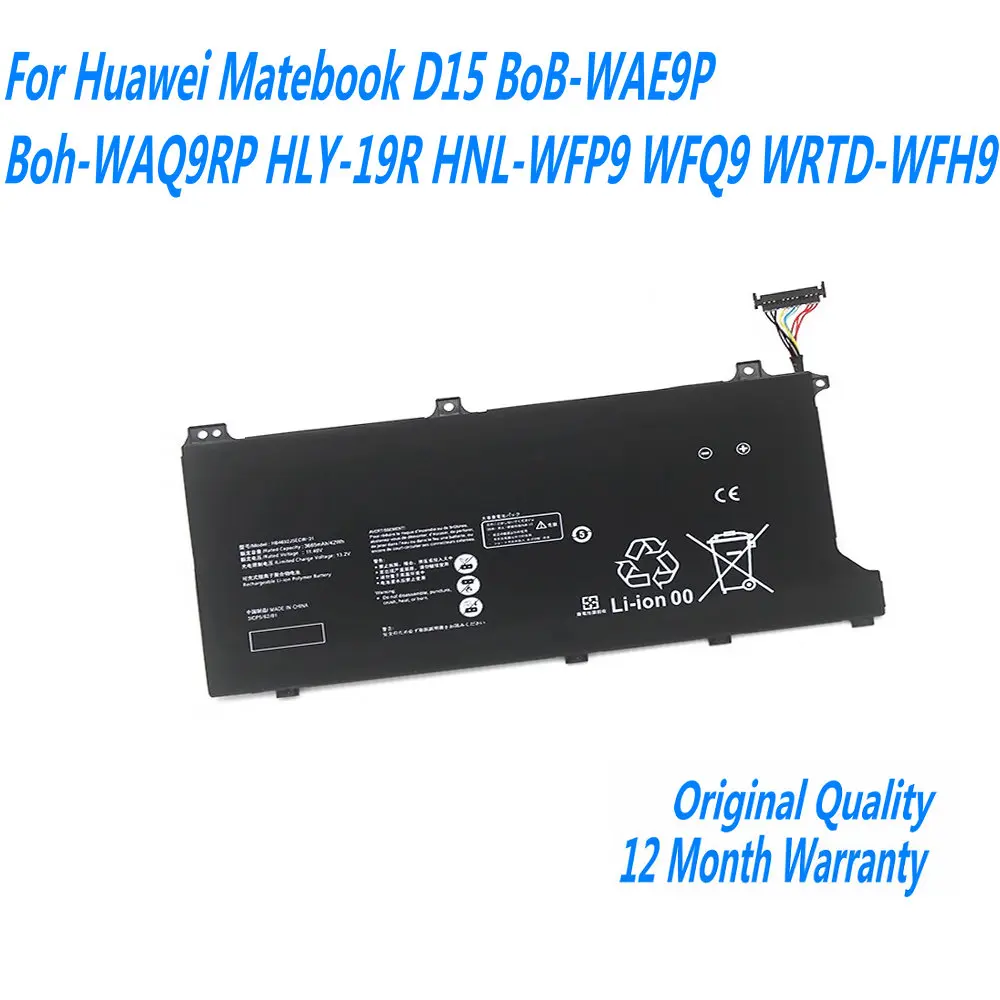 Bateria do Portátil para Huawei Matebook 11.46v 42wh Hb4692j5ecw31 D15 Bob-wae9p Boh-waq9rp Hly19r Wfq9 Hnl-wfp9 Novo