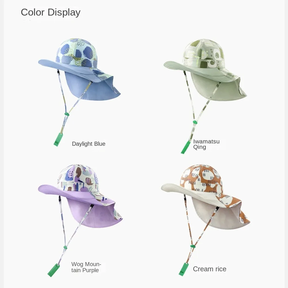 Cappello da Sole per Bambini Stile Coreano con Protezione per il Collo, Tesa Larga, UPF 50+, Pieghevole, per Spiaggia e Pesca