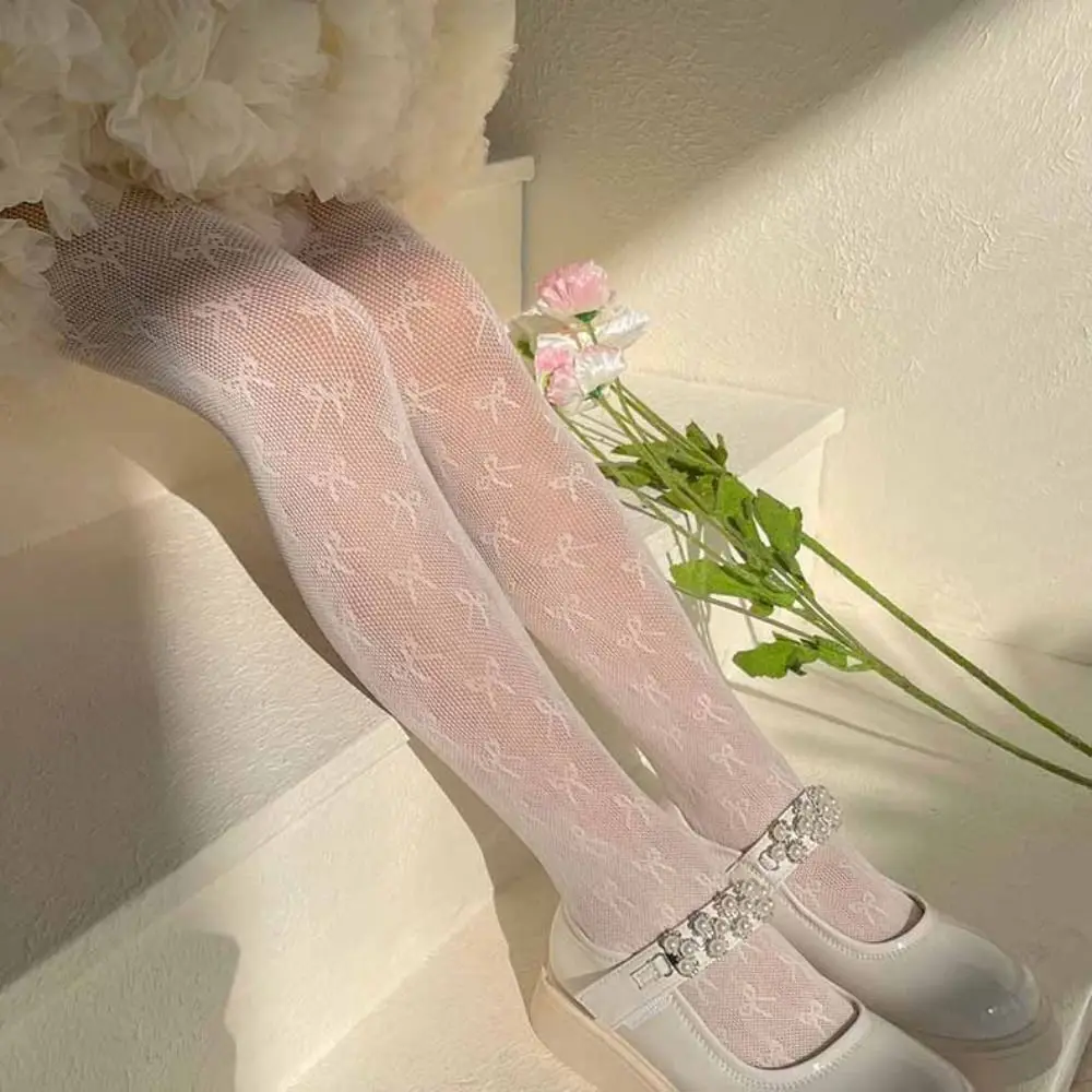 Bow Mesh Thin Baby Girls Pantyhose Spring Summer Kids Princess Tights Children\'s Stockings Love Soft Hosiery Elasticity Stocking