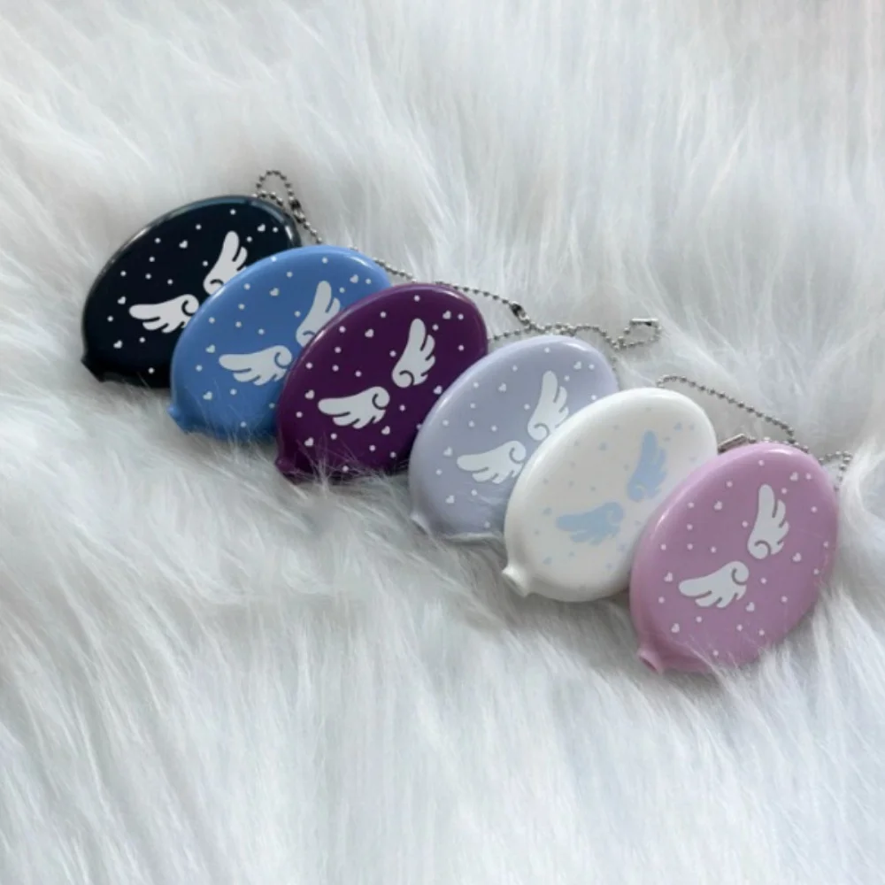 Korean Ins Solid Color Zero Storage Bag Wallet Keychain Pendant Letter Printed Portable Small Bag Wired Earphone Accessories