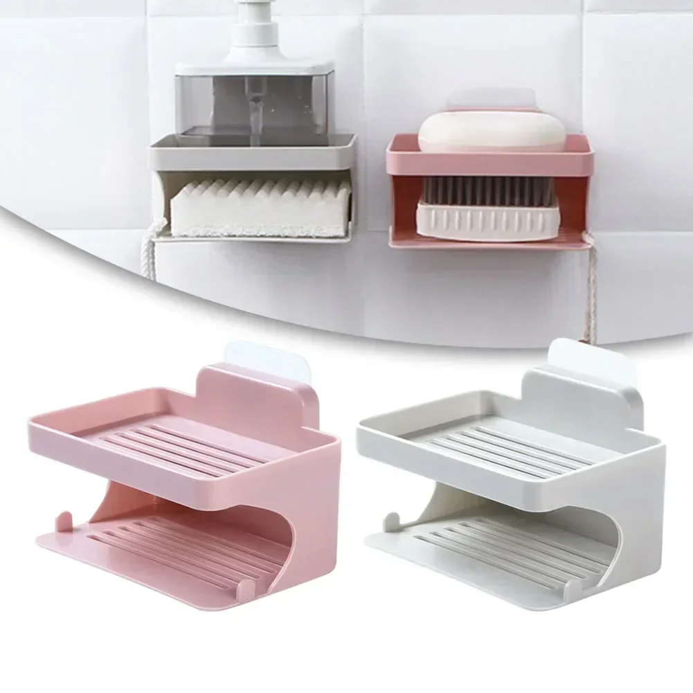 1pcs Shower Soap Dish Double Layer Soap Holder Wall Mounted Soap Tray Soap Dishes For Bar Soap Portable Soap Dishes