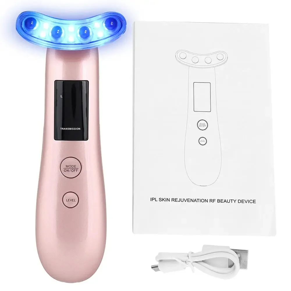 New Ultrasonic LED Photon Lamp Facial Skin Care Lifting Firming V face Pore Cleansing Acne Wrinkle Makeup Remover Beauty Massage