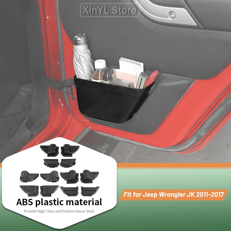 

ABS Front Rear Door Side Storage Box Phone Organizer Tray Cup Holder Accessories For Jeep Wrangler JK 2/4 Door 2011-2017