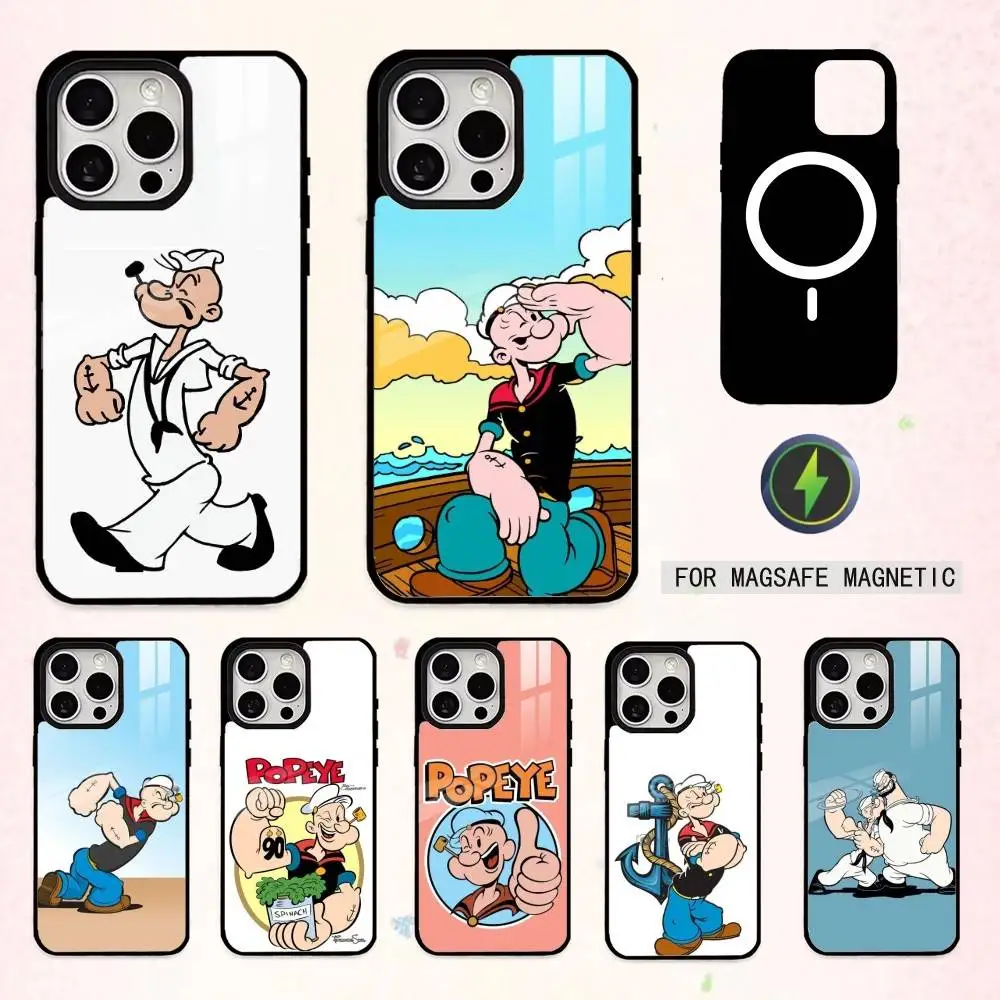 

P-PopeyeS The S-Sailor Cartoon Phone Case For iPhone17,16,15,14,13,12,11 Plus,Pro Max Magnetic For Magsafe Wireless Charging