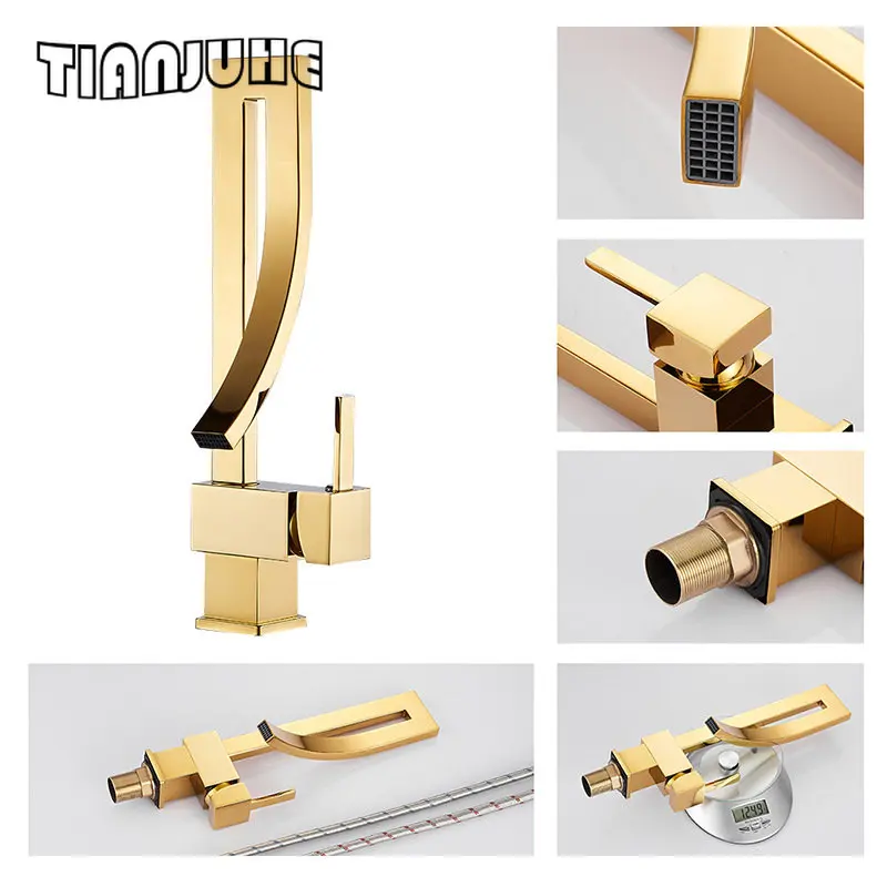 Chrome Bathroom Sink Faucet with Supply Hose Unique Design Single Handle Single Hole Lavatory Faucet Basin Mixer Tap Commercial