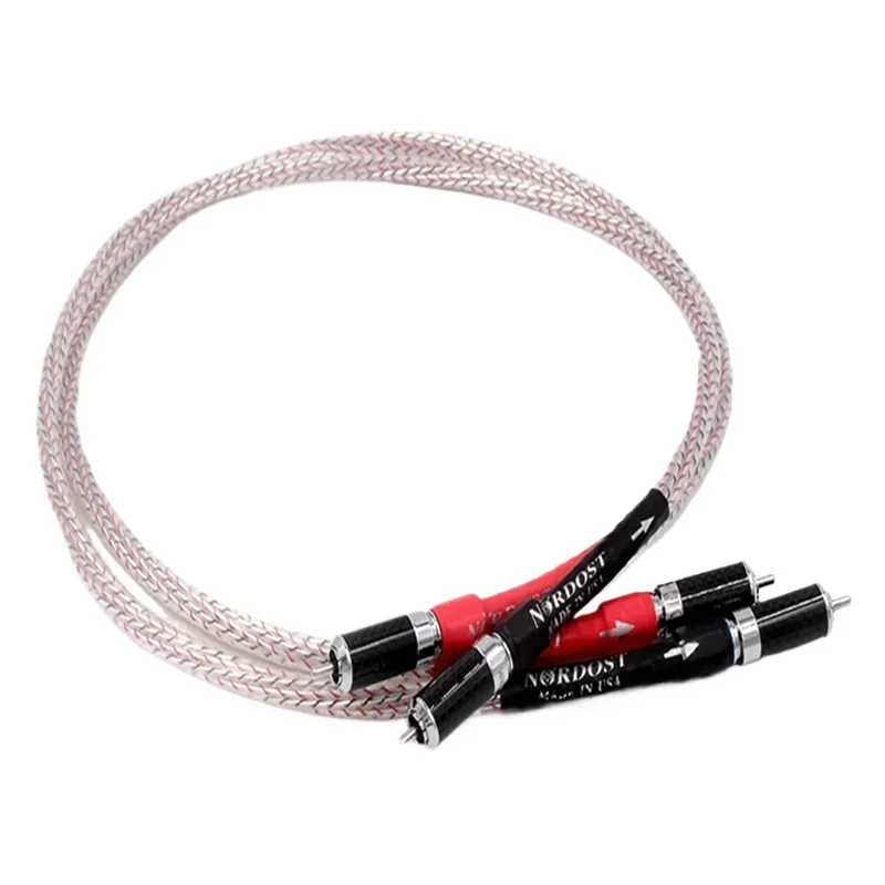 Valhalla RCA Cable 6 Core Copper Silver HiFi Audio Signal Cable Carbon Fiber Rhodium Plated 2RCA Male Plug To 2RCA Male Plug