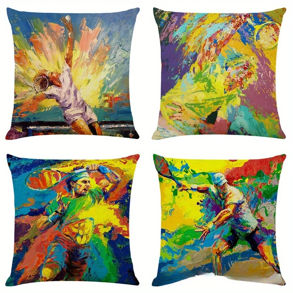 Colorful graffiti tennis player digital printing pillow cover Short plush Suitable living bedrooms sofas throw cushion cover