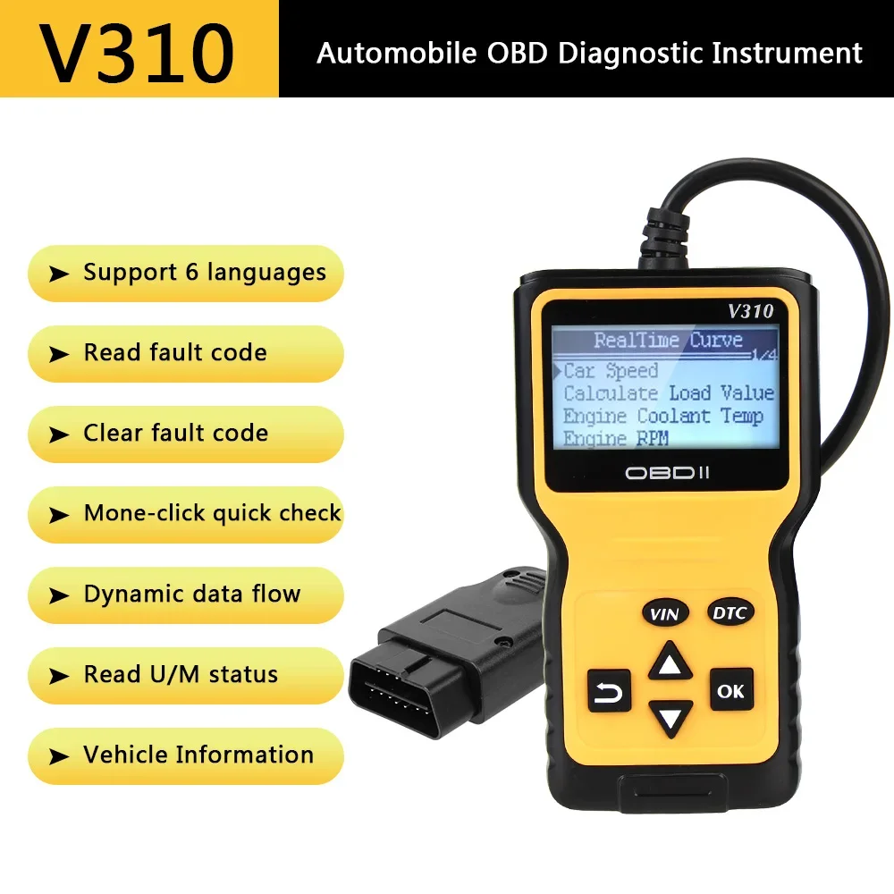 

Сканер OBD2 V310 ELM327 — считыватель кодов неисправностей автомобиля, цифровой диагностический инструмент, Clear Error, аксессуары для авторемонта