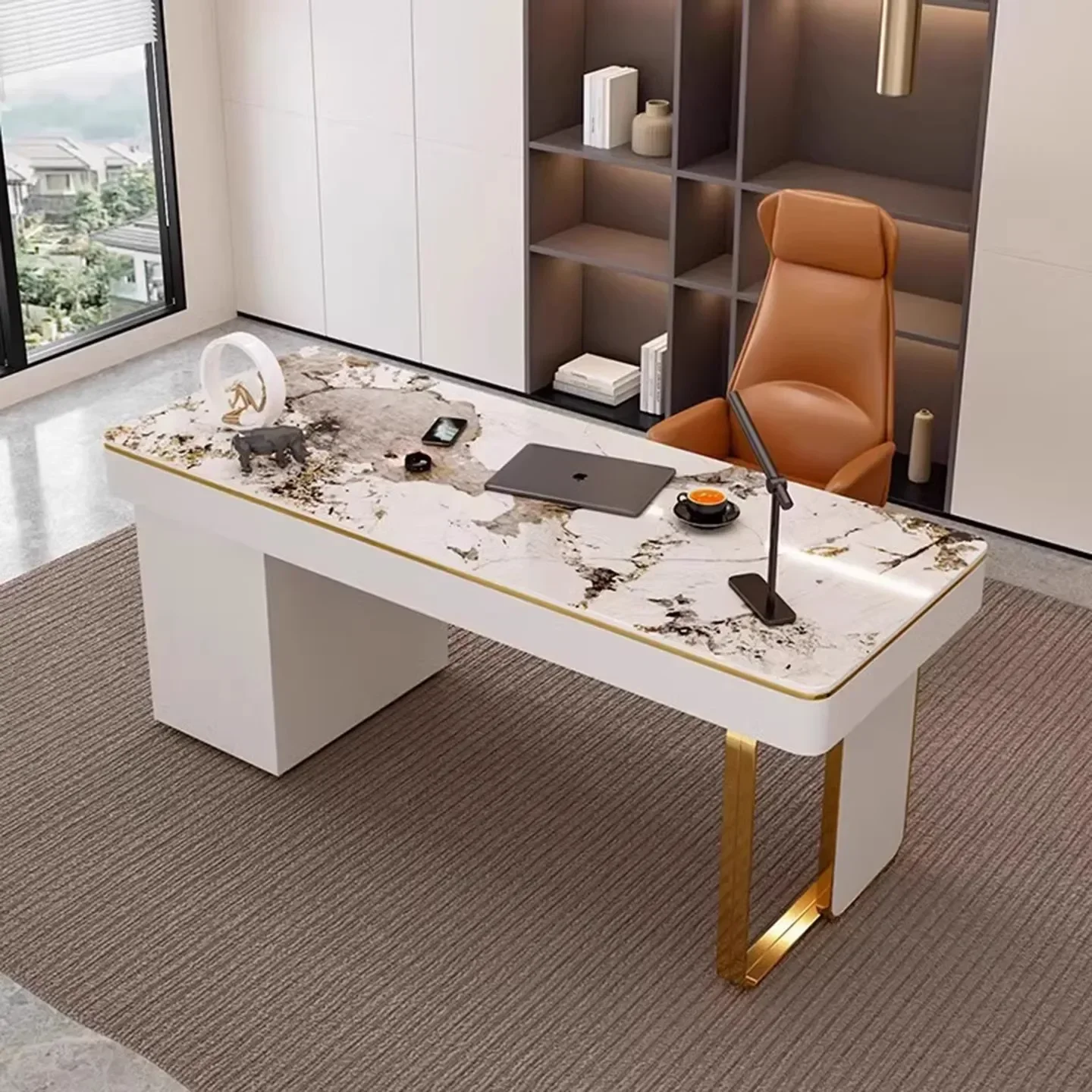 y9.4-Cream slate beauty salon consultation table - minimalist modern office desk - hospital reception & examination table