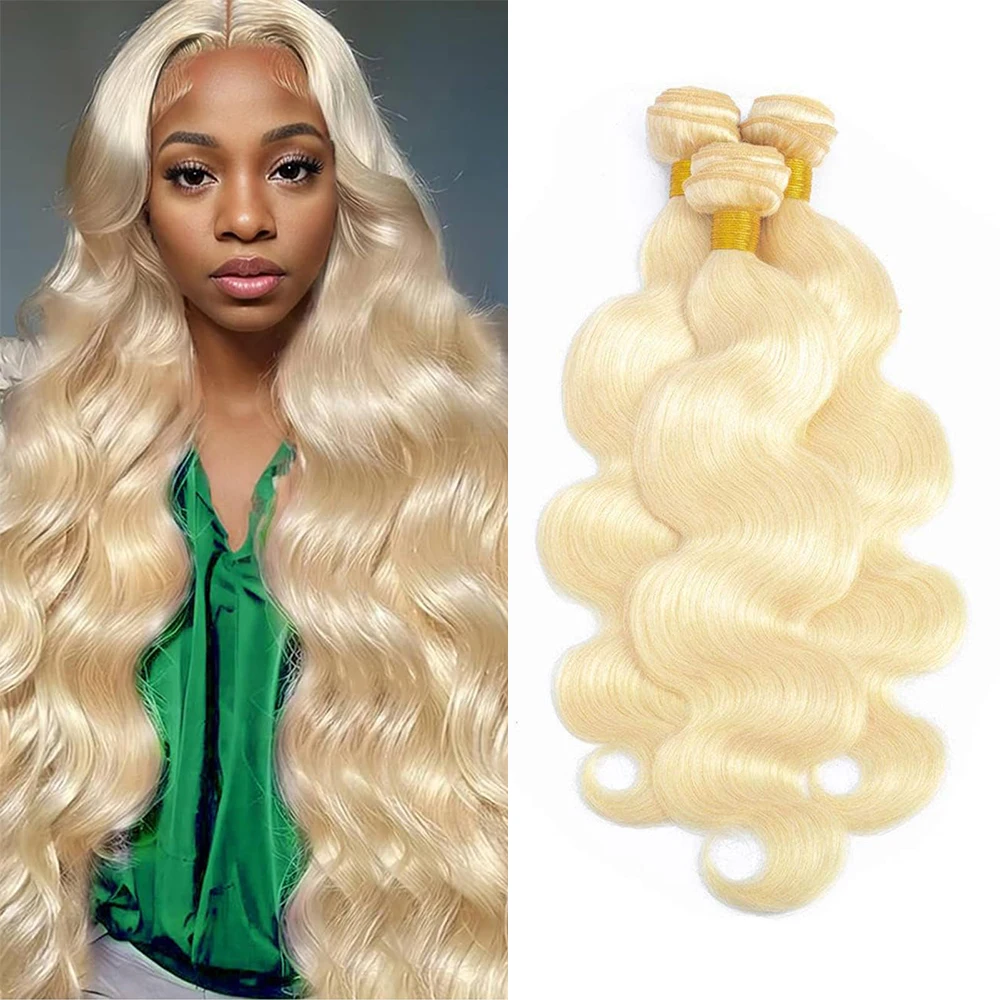 

Blonde Body Wave Human Hair Bundles 613 Brazilian Remy Hair 1/3 Pcs Double Weft Hair Bundle 30 Inch Blonde Color for Women