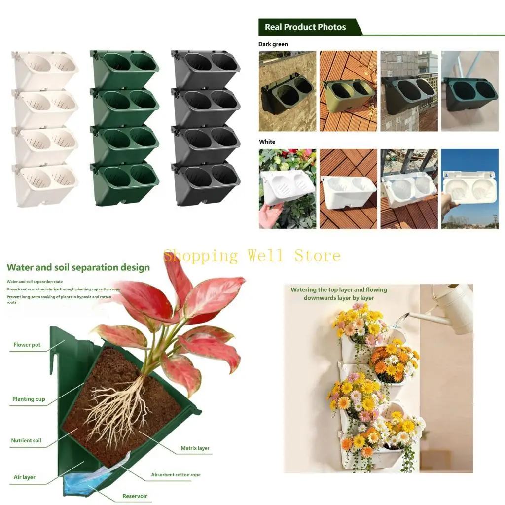 

KX4B Vertical Garden Planter Light weight Weather Resistant Wall Mounted Flower Pots for Both Indoor and Outdoor Decoration