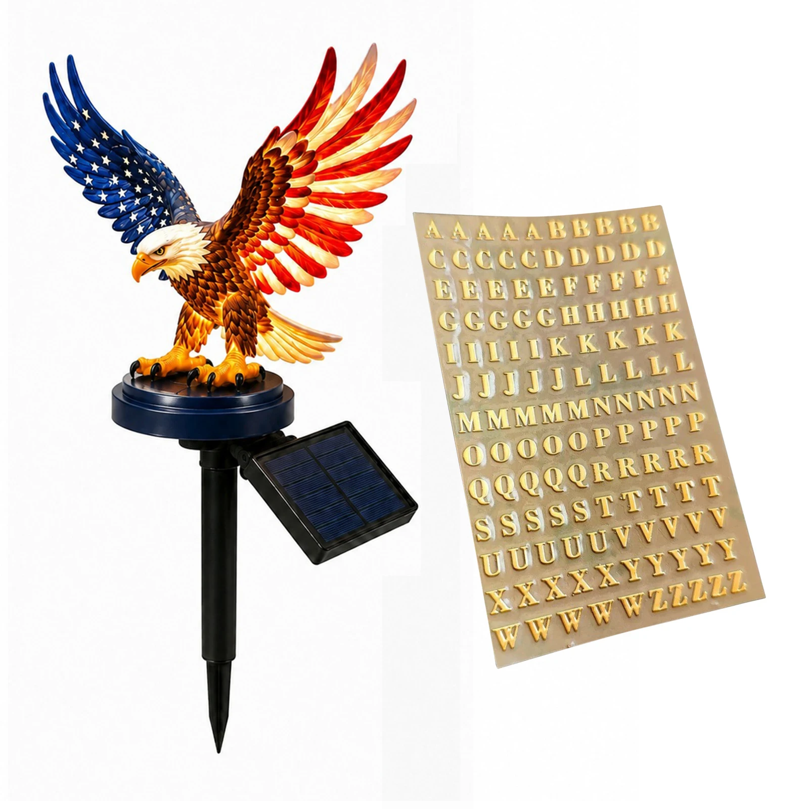 Solar Powered Personalized Eagle Garden Light Patriotic Memorial Day Light Decor Eagle Garden Stakes for Memorial Day Decor