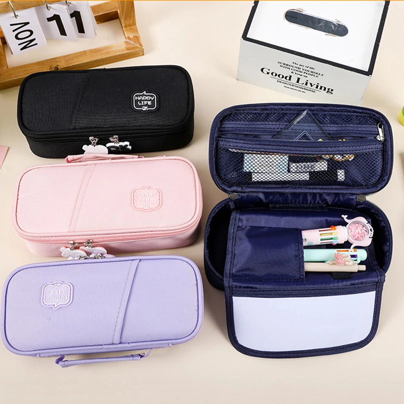 

Canvas Pencil Case Kawaii Stationery Pencil Pouch Large Capacity Pen Case Astuccio Trousse Scolaire School Supplies Pencil Box