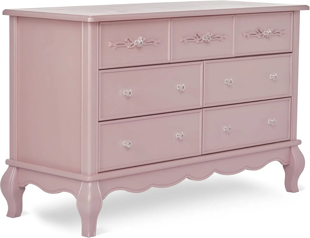 Evolur Aurora 7 Drawer Double Dresser, Dusty Rose