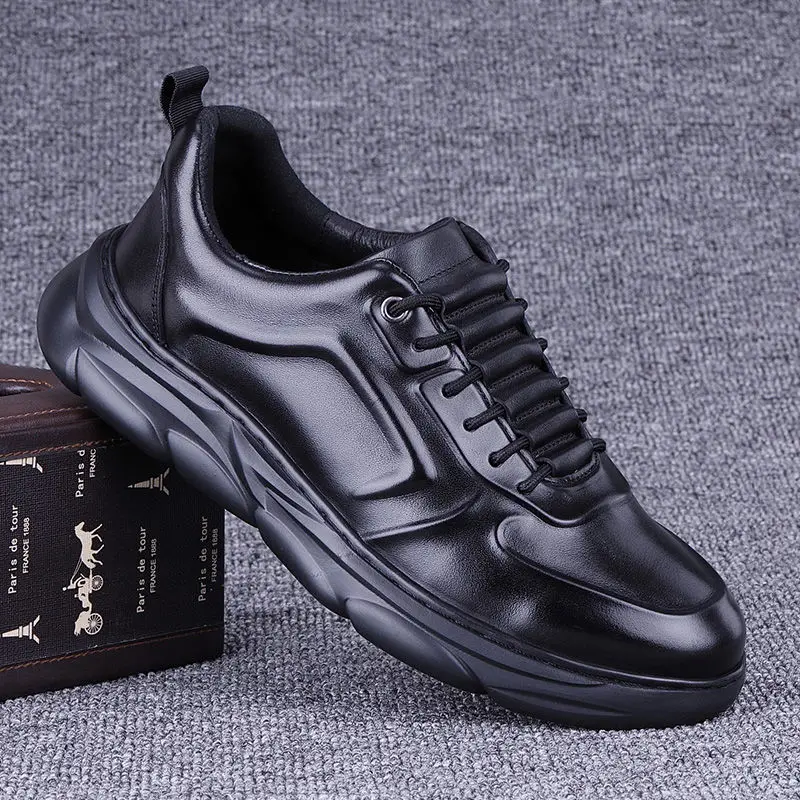 

Genuine Leather Shoes Men Walking Athletic Exercise Jogging Casual Soft True Cowhide Sneakers Lightweight Sport Running Footwear