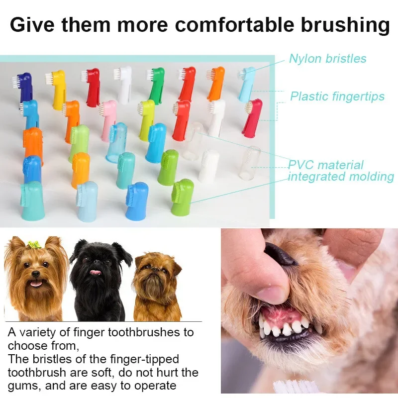 Dog Toothbrush Pet Finger Toothbrush Dog Toys Teddy Dogs Brush Bad Breath Tartar Large Dog Accessories