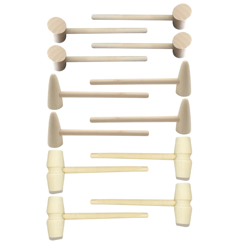 15 Pcs Short Hair Wooden Hammer Child Shellfish Hardwood Mallet Children Mallets