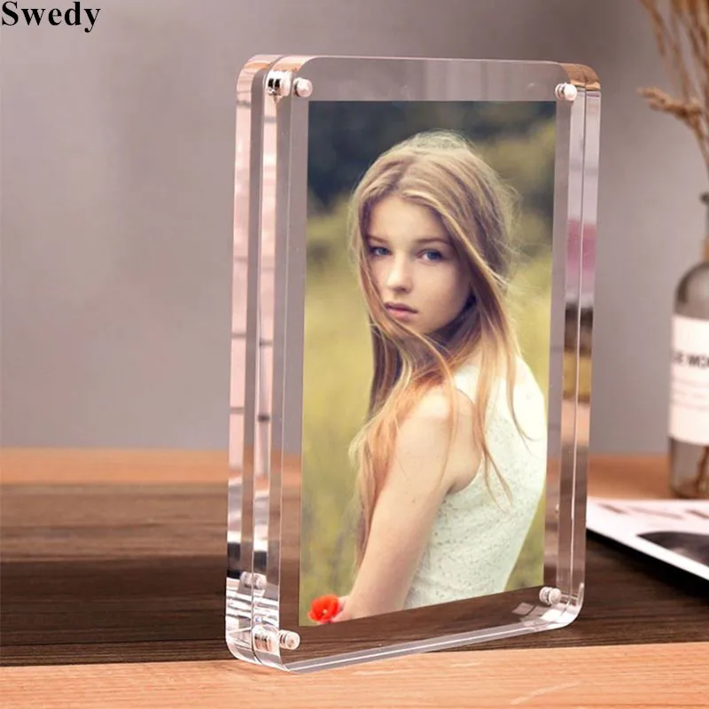 4x6cm / 6x9cm Acrylic Picture Photo Frame Block 20MM Thickness Magnetic Frameless Menu Price Label Sign Holder Display Stand