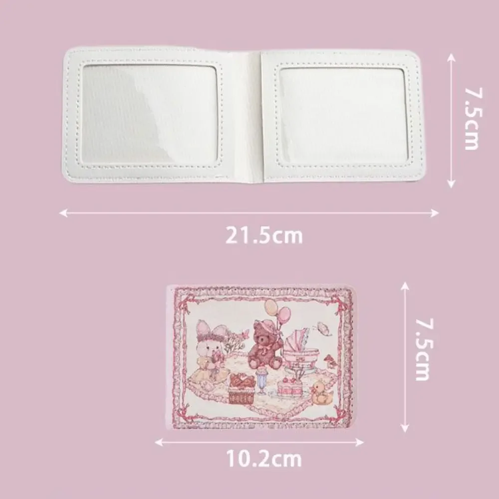 Small Cute Rabbit Bear Print Card Holder Kitten Mini Wallet Multi-Card Holder Card Case Campus Card Work ID Storage Bag