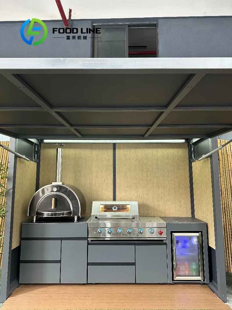 2025 Premium Weatherproof Outdoor Kitchen Set  Stainless Steel Grills Sink and Fridge Cabinets & Custom Aluminum Pavilion