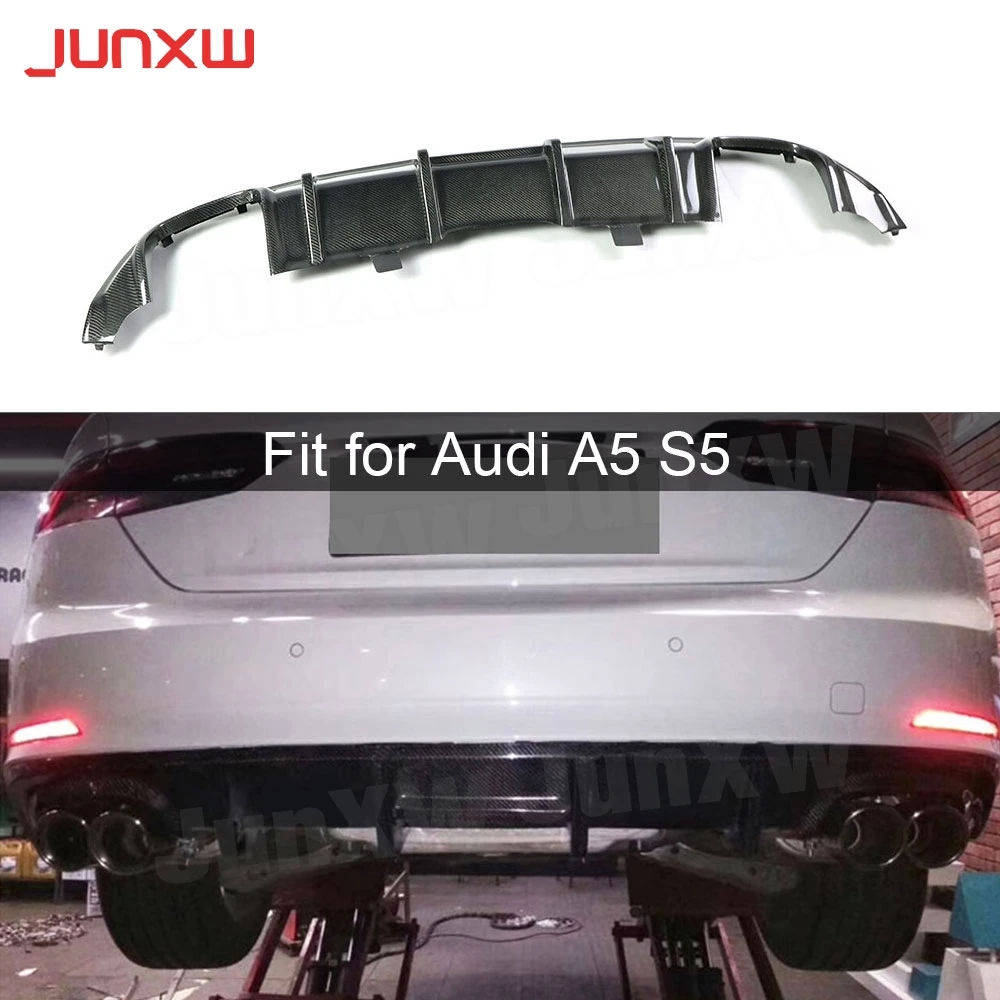 Carbon Fiber Rear Lip Spoiler Diffuser for Audi A5 Sline S5 Sedan 4 door Not A5 Standard 2017 2018 Car Styling FRP
