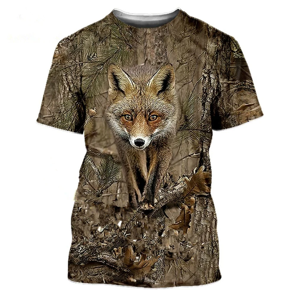 Summer Camouflage Hunting Animals 3D Print T-shirt Men\'s O-neck T Shirts Oversized Harajuku Streetwear Casual Men\'s Tees Tops