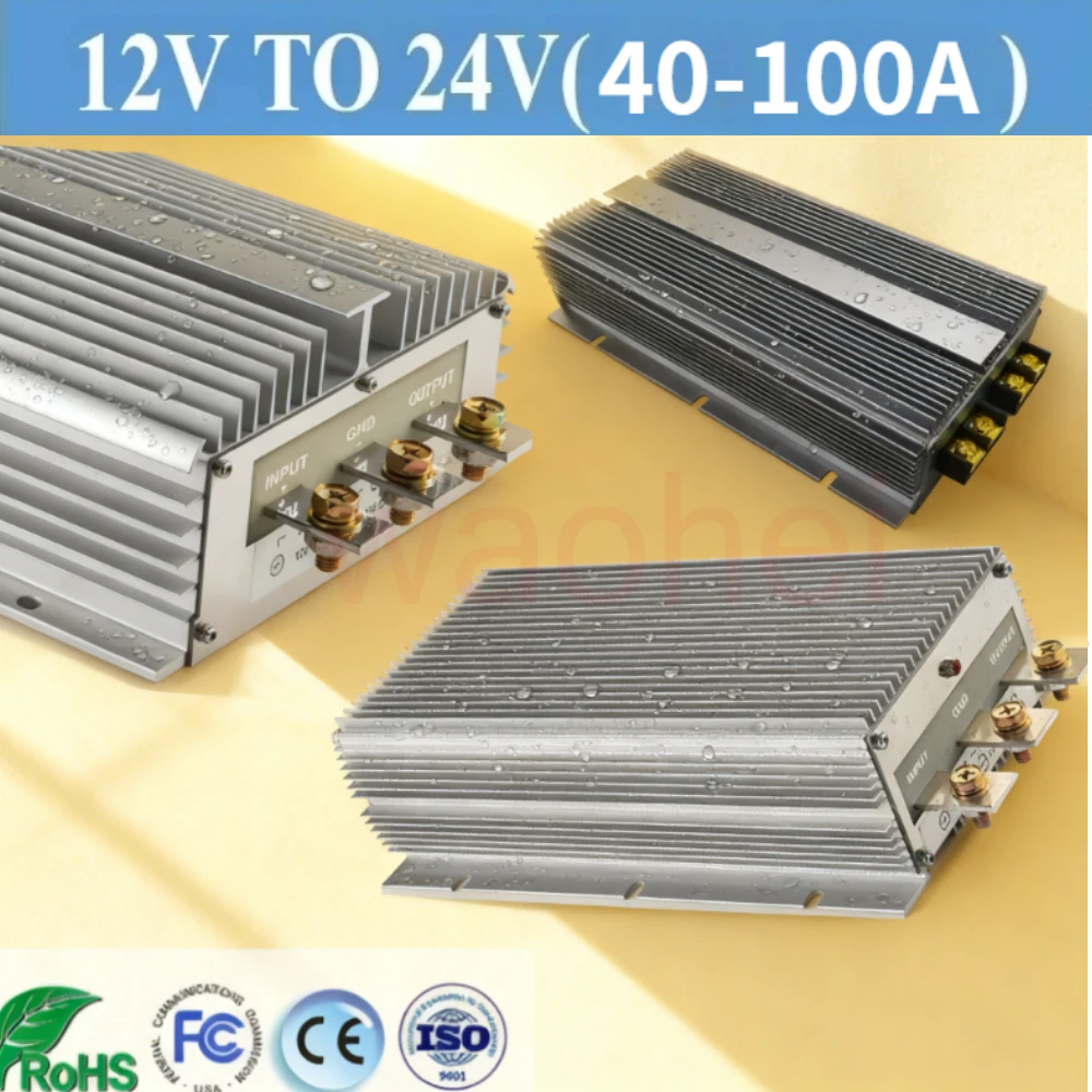 

12V TO 24V 40A 50A 60A 80A 100A Step Up Boost DC DC Converter Voltage Stabilizer Car Power Supply 12V-24V Boost Regulator CE