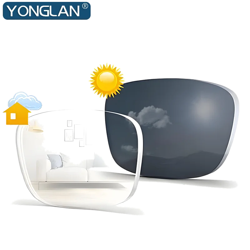 YONGLAN Anti Blue Light Rays Photochromic Series 1.56 1.61 1.67 Prescription CR-39 Resin Aspheric Glasses Lenses Myopia Lens
