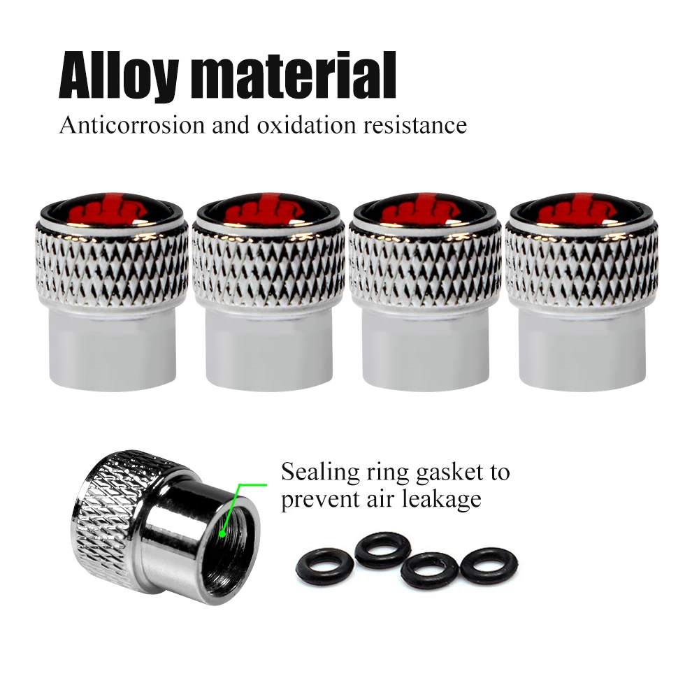 AQTQAQ 4Pcs/Set Tire Air Valve Caps Stem Cover Universal Fits All Cars Trucks SUV Motorcycle Car Aluminum Alloy Dust Covers New