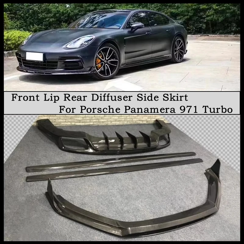 

For Porsche Panamera 971 S 4S Turbo 2017-2023 Carbon Fiber Front Lip Rear Diffuser Side Skirt Body Kit Spoiler Bumper Splitter