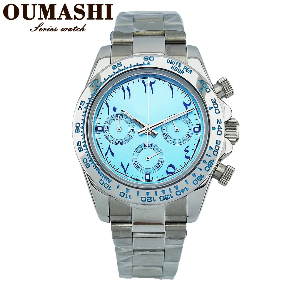 New men's watch 39mm VK series 63 watch Stainless steel sapphire glass Arabian timepiece watch VK series 63quartz movement watch