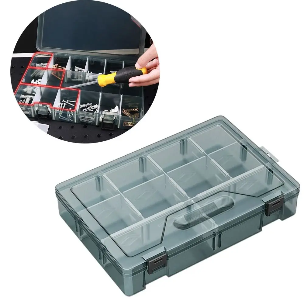 Thickened Plastic Tool Parts Box Removable Grid Drill Bit Accessories Screw Storage Box Multifunction Transparent