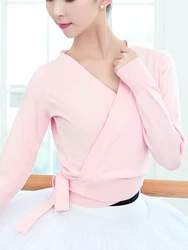 Women Ballet Dance Lace-up Coat Ballet Overall Wrap Sweaters Teen Ballerina Gymnastics Ballet Dance Warm Up Cardigan for Winter