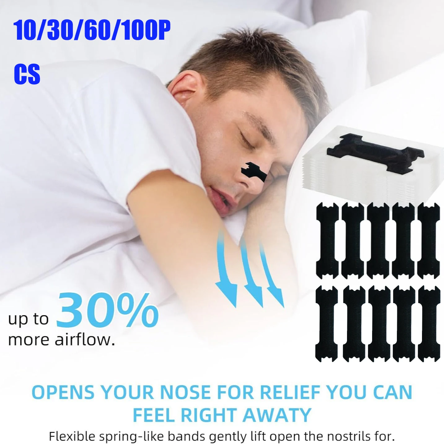 10/30/100Pcs Nasal Strips Easy Breath Nose Strip Better Sleeping Non-Invasive Anti Snoring Strips for Adult Child Snoring Aid