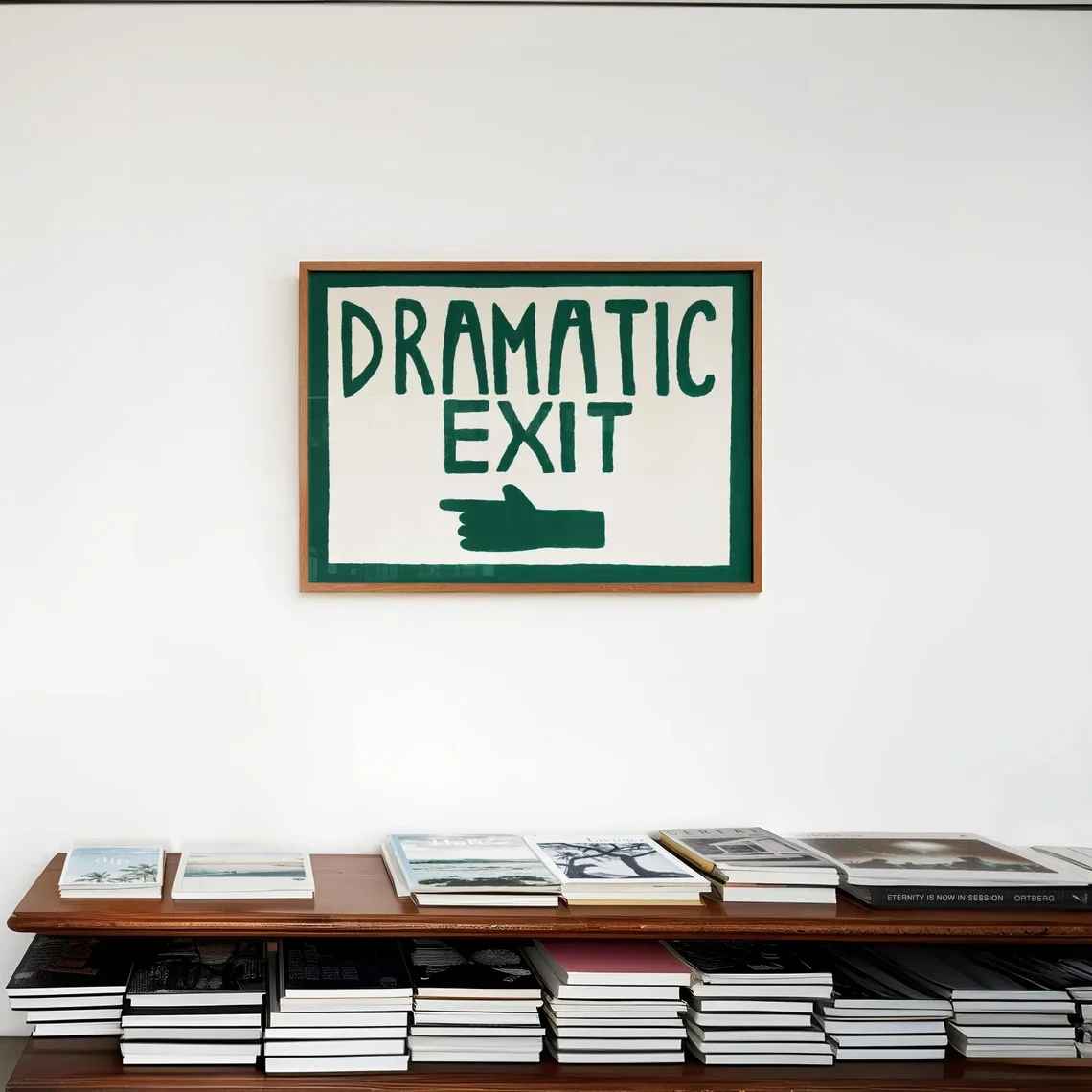 Retro Wall Art, Funny Hallway Print, Landscape Poster, LEFT HAND Dramatic Exit Print, Mid Century Wall Art, Hand Painted Wall