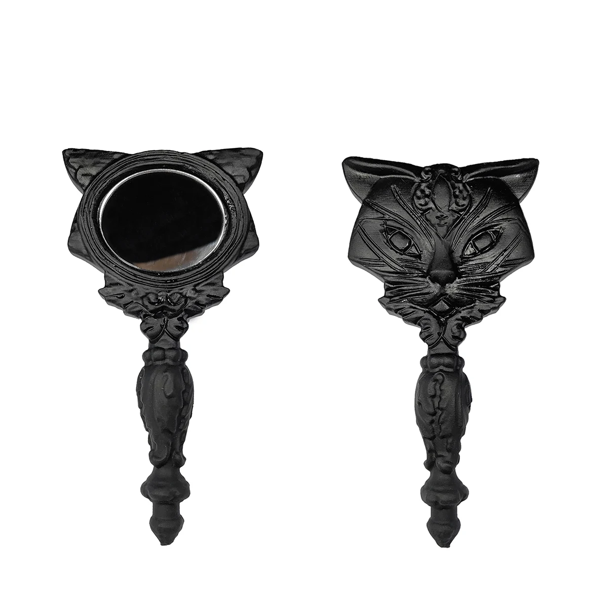 150mm Natural Obsidian Cat Head Mirror Magic Props Hand Carving Handicrafts Cure Crystal Home Decoration Gifts