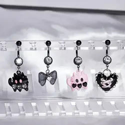 Punk Cool Girls Cat Belly Button Nail Bow Love Navel Ornament Cartoon Navel Piercing Jewelry Ombligo Rings
