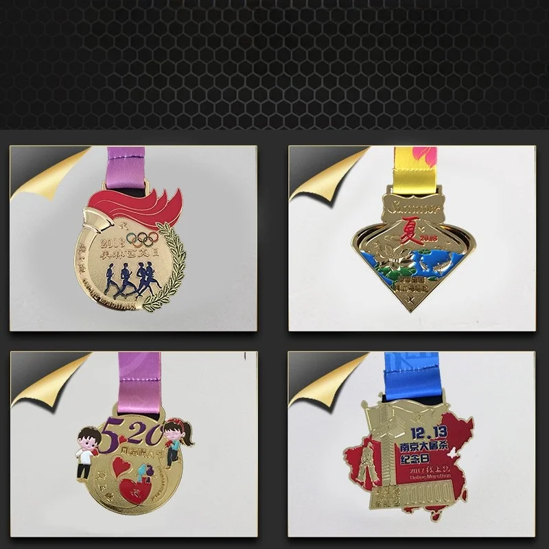 Customized Zinc Alloy Paint Electroplated Gold Medal, Cheap Metal Medal