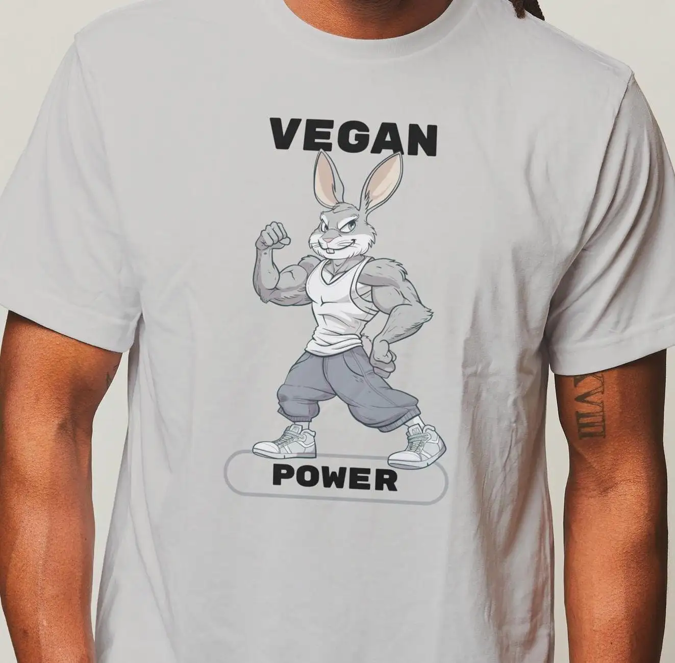 Camiseta vegana engraçada para Vegans Power Rabbit Bunny Meme Gym