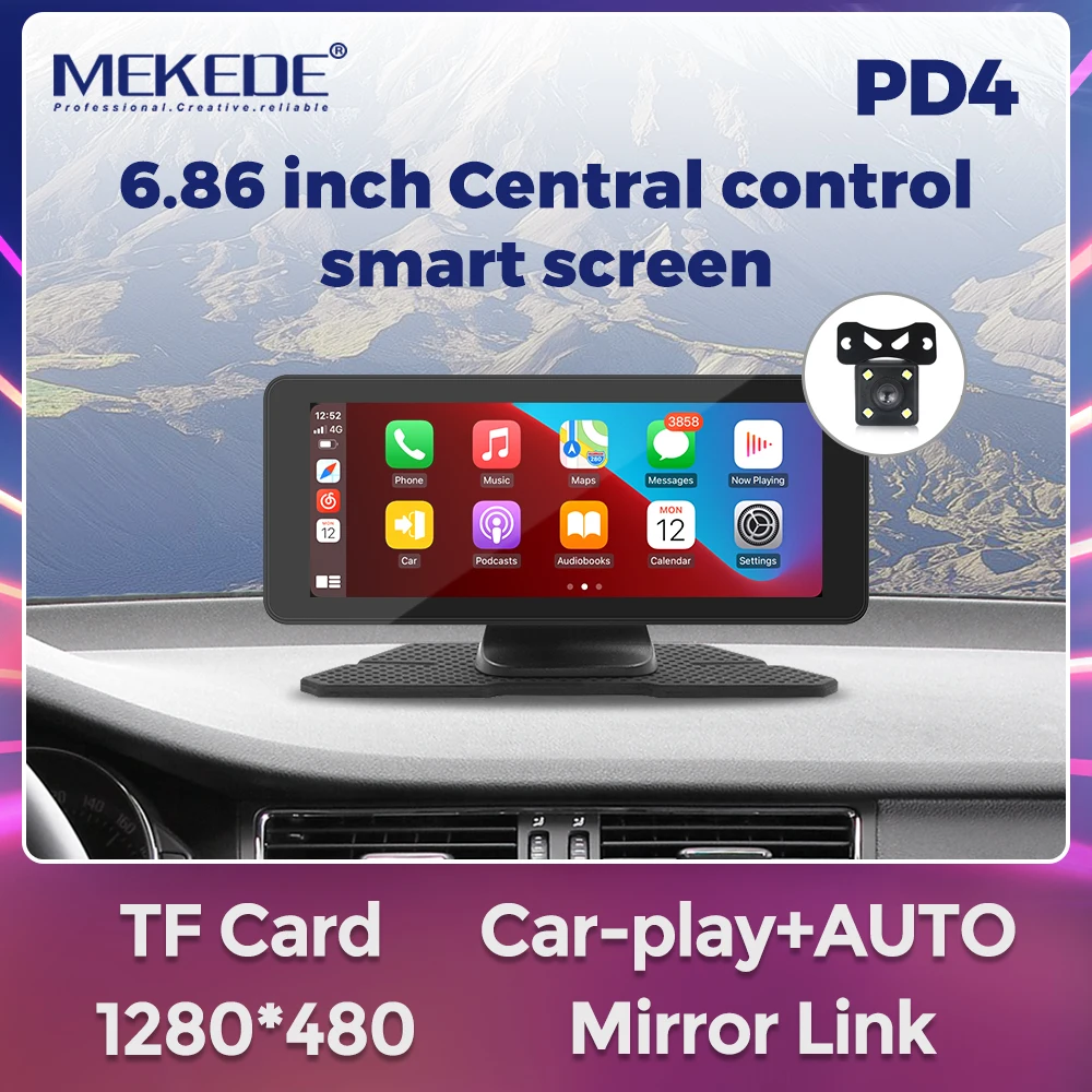 

6.86" Universal Car Radio Screen Wireless Carplay Android auto Multimedia Video Player Monitor Dashboard Rearview Cam DSP