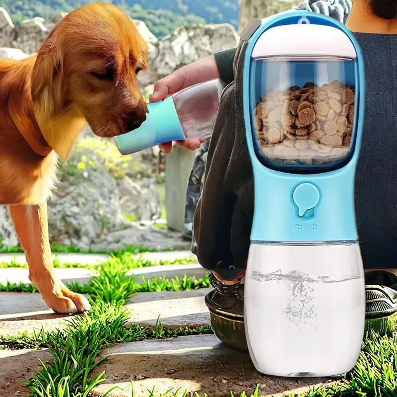 

300Ml plastic travel portable dog water bottle outdoor walking pet bowl feeder