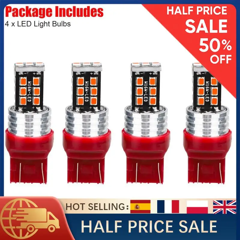 

4 шт. 7443 7440 светодиодные стробоскопы стоп-сигналы красные 12 В 2835 чип 15 светодиодов задний стоп-сигнал мигающие сменные автомобильные аксессуары