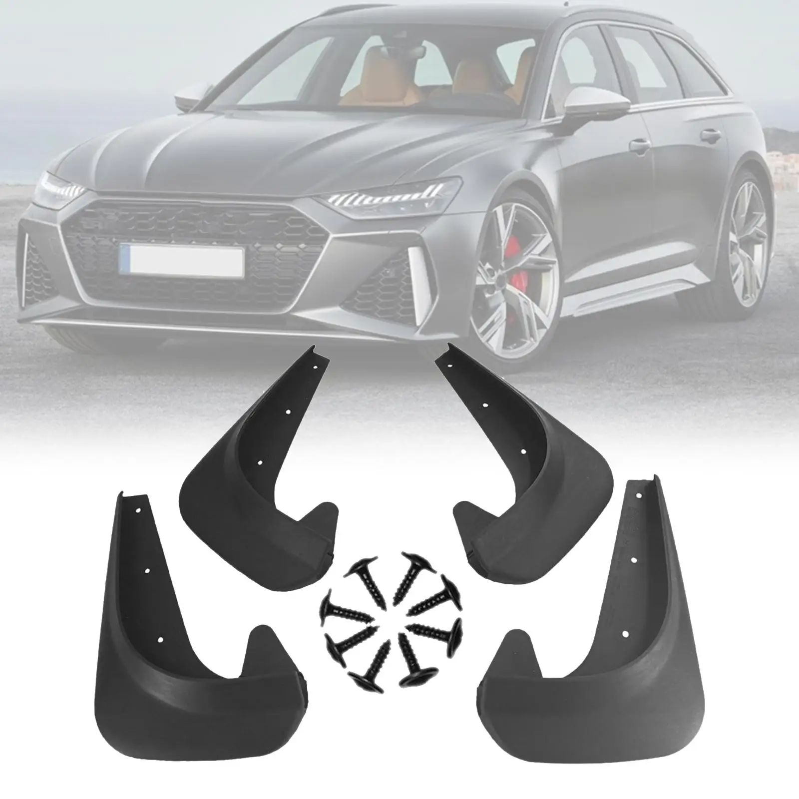 

Car Mud Flaps Splash Guards Soft Plastic Front and Rear 250x180mm Black